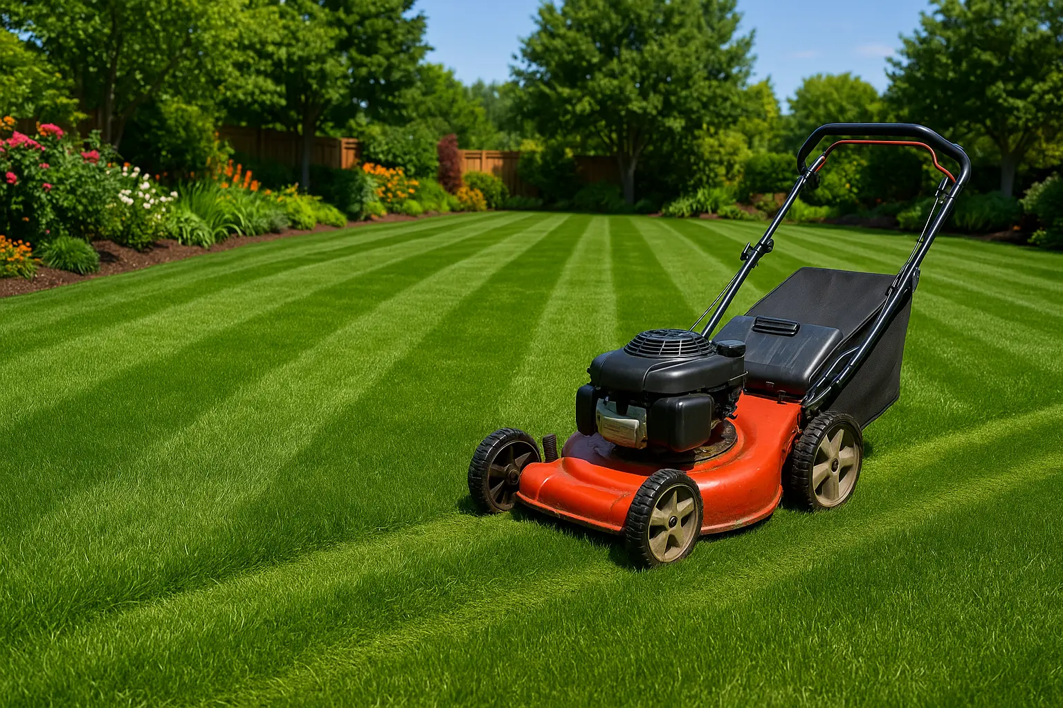Lawn mower in action